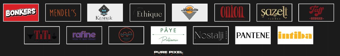 Pure Pixel Studio Referansları — Bonkers, Mendel's, Kasnak, Ethique, Kurukahveci, Onion, Şazeli, Taff, TiTi, Rafine, Upperdeck, Pâye, Nostalji, Pantene, İntiba